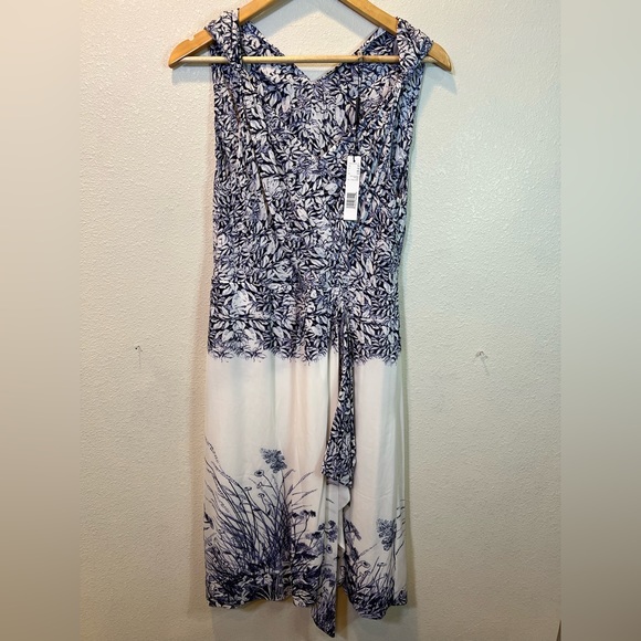 NWT - Ellie Tahari Women’s Floral V-neck Faux Wrap Dress - Picture 2 of 5